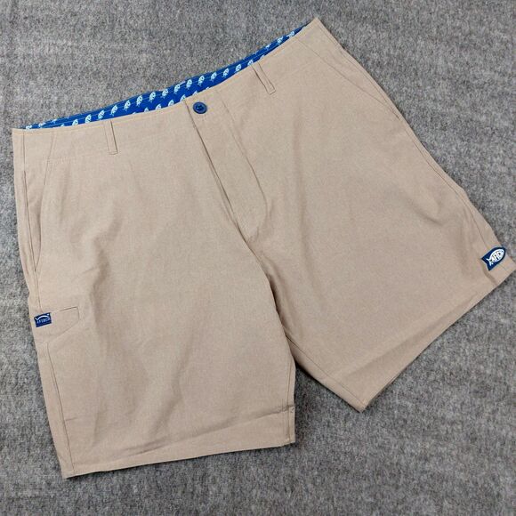 AFTCO Men's 38 Cloudburst Hybrid Fishing Shorts Aftech Beige Outdoor Camping - Picture 1 of 8